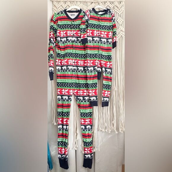Lazy One Mommy & Me Sweater Bear Onesie Holiday Pajama Bundle S & 4T - Picture 1 of 8